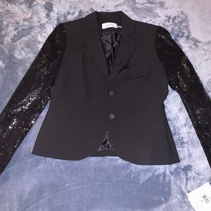NWT Calvin Klein Blazer Black W/ Sequin Sleeves